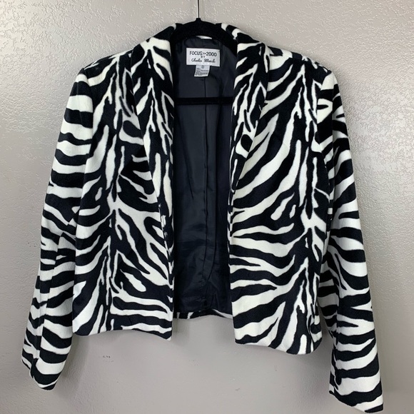 Focus 2000 by Charles Glueck Crop Zebra Jacket Size 10 - Picture 7 of 9